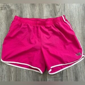 The North Face Pink Athletic Shorts with White Trim Fully Lined Sz L